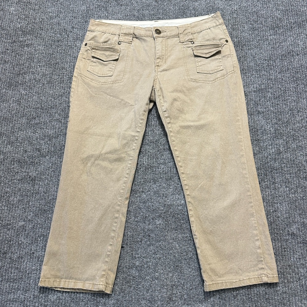 One Tuff Babe Womens Cropped Pants Actual Size W32"‎ Beige Casual Low Rise